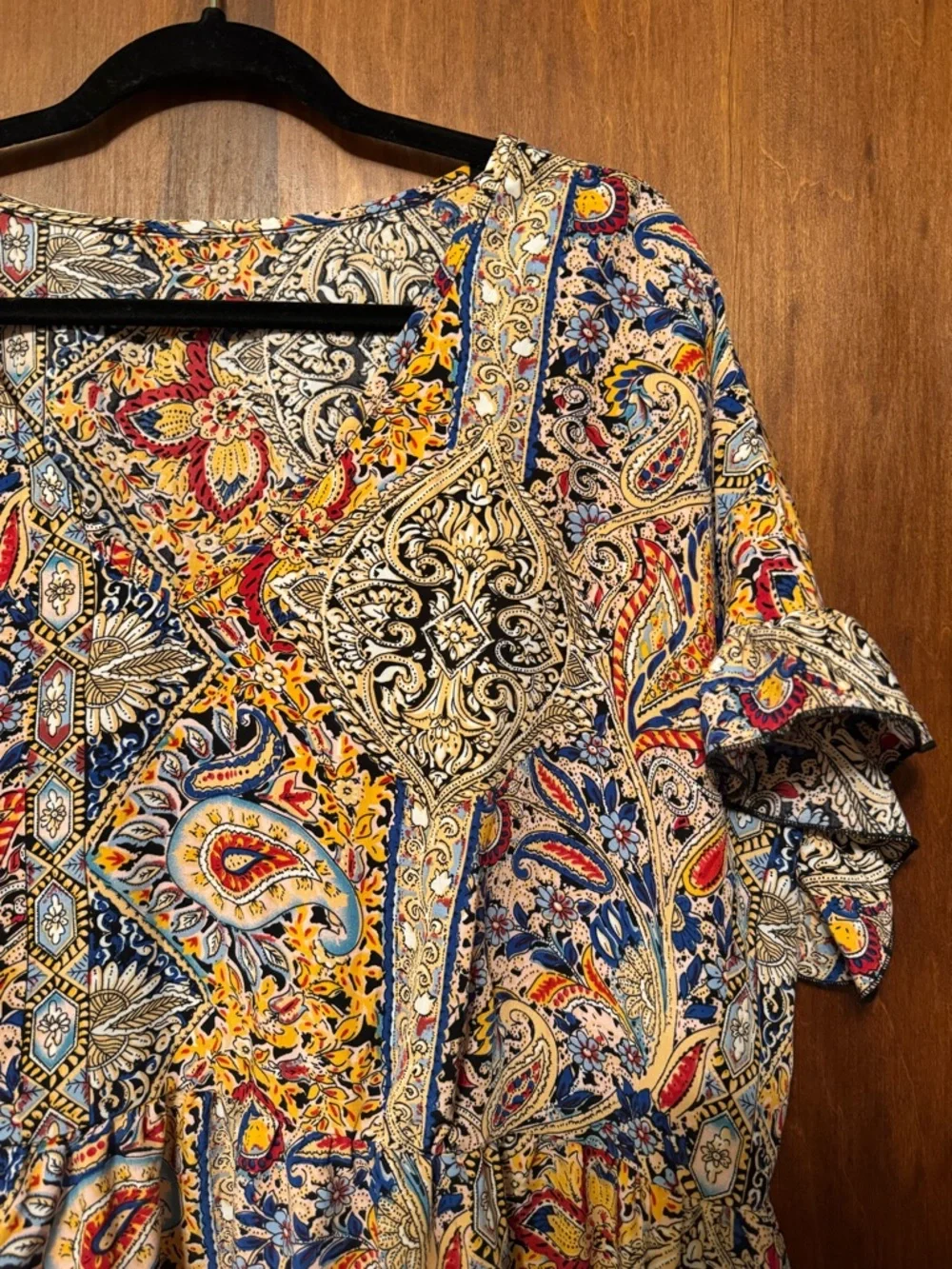 Women's Plus Size Multicolor Paisley V-Neck Dress - Size 3X - Picture 3 of 5